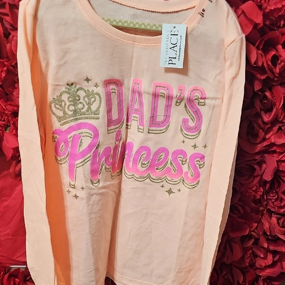 Children's Place NWT Peach Long Sleeve Tee with 'Dad's Princess' Graphic Size M